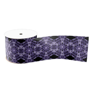 Gothic Paars Fractal Patroon Grosgrain Lint