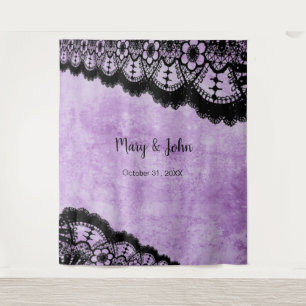 Gothic Paars Grunge Black Lace Photo Backdrop Wandkleed