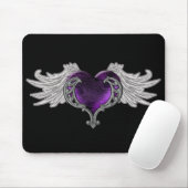 Gothic Paars hart met Angel Wings Mousepad Muismat (Met muis)