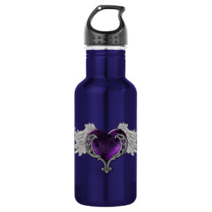 Gothic Paars hart met Angel Wings waterflesje Waterfles