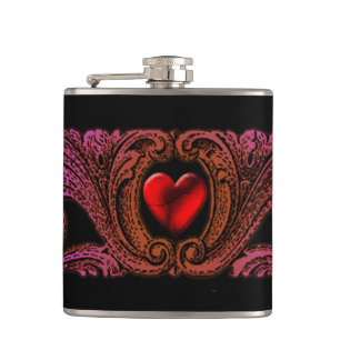 Gothic Paars Ornament met hartkolf Heupfles