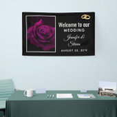 Gothic Paars-Red Rose Flower Weddenschap Spandoek (Beurs)
