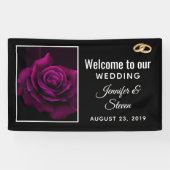 Gothic Paars-Red Rose Flower Weddenschap Spandoek (Horizontaal)