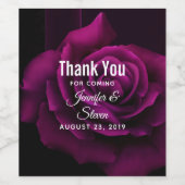 Gothic Paars-Red Rose Flower Wedding Wijn Etiket (Enkel label)