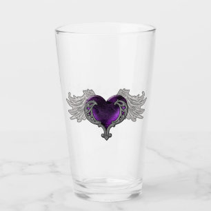 Gothic Paarse Hart met Angel Wings Glass Cup Glas