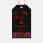 Gothic Paarse Ornament met hart gepersonaliseerd Cadeaulabel (Voorkant)