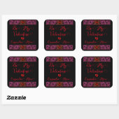 Gothic Paarse Ornament met hart gepersonaliseerd Vierkante Sticker (Vel)