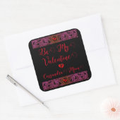 Gothic Paarse Ornament met hart gepersonaliseerd Vierkante Sticker (Envelop)