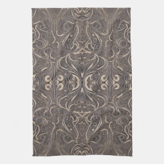 Gothic Pattern Black Kitchen Towel Theedoek (Verticaal)