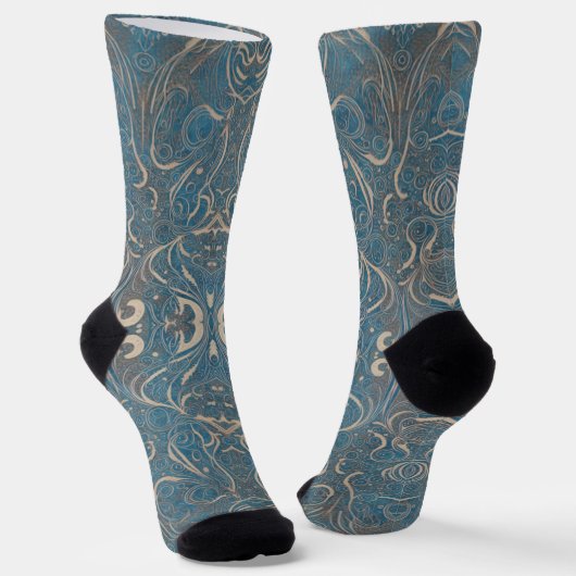Gothic Pattern Blue Socks Sokken (Gebogen)