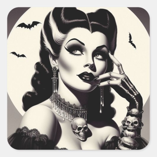  Gothic Pin-up Vierkante Sticker (Voorkant)