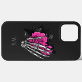 Gothic Pink Rose Skeleton Monogram Case-Mate iPhone Case (Achterkant (horizontaal))