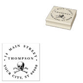 Gothic Pirate Skull Crossbones Naam Retouradres Rubberstempel (Gestempeld)