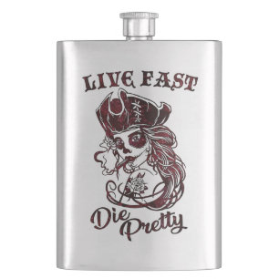 Gothic Pirate Skull Woman Live Fast Die  Flacon