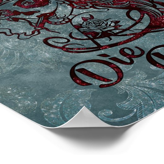 Gothic Pirate Skull Woman Live Fast Die Poster (Hoek)