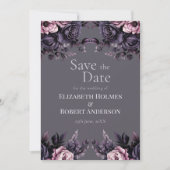 Gothic Plum Floral Save the Date Kaart (Voorkant)