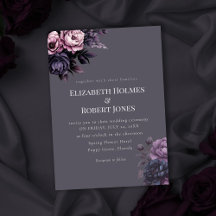 Gothic Plum Floral Wedding Invitation