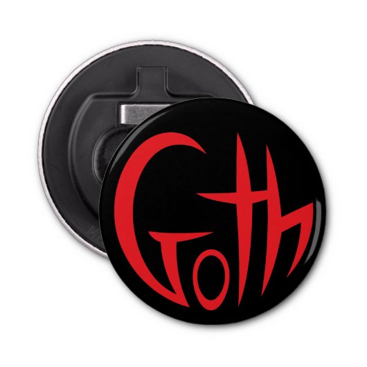 Gothic (Pointed Lettering) (rood) Button Flesopener (Voorkant)