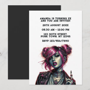 Gothic Punk Meisje Verjaardagsfeestje Kaart