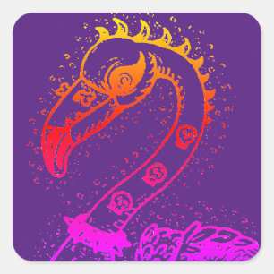 GOTHIC PUNK ROCKER FLAMINGO, SCHEDELS, VERRIJKT HA VIERKANTE STICKER