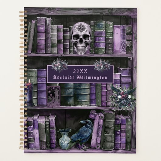 Gothic Purple Bookshelf Skull Personalized (Devant)