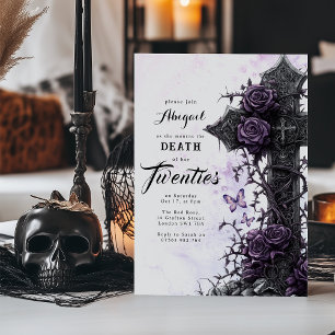 Gothic Purple Rose Dood aan je twintigers Kaart