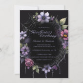 Gothic Purple Spider Floral Web Handfasting Kaart (Voorkant)