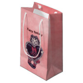 Gothic Rag Doll Met Zwart Hart Op Roze Verjaardag Klein Cadeauzakje (Voorkant Gekanteld)