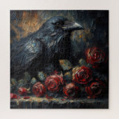 Gothic Raven and Roses Moody Painting Puzzle (Vertical)