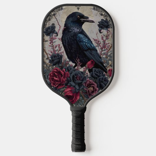 Gothic Raven and Roses Pickleball Paddle (Voorkant)