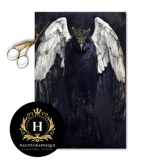 Gothic Raven Angel Decoupage Tissuepapier