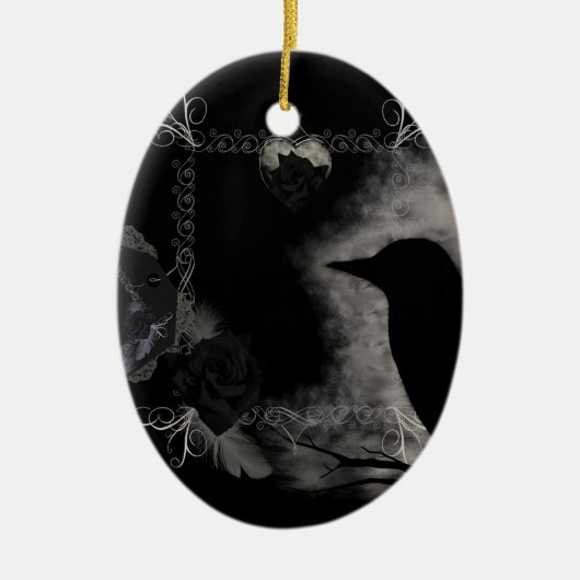 Gothic Raven Black Rozen Ornament (Voorkant)