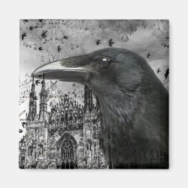 Gothic Raven Collage Magneet