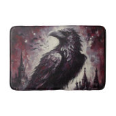 Gothic Raven Crow Bird Schilderij Zwart Rood Kunst Badmat (Voorkant)