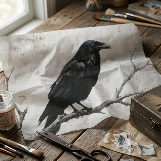Gothic Raven Dark Academia Decoupage Tissuepapier