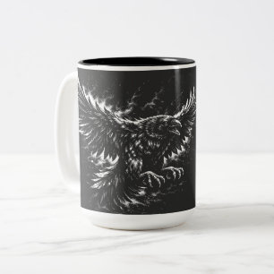Gothic Raven – door BurnsInHell Tweekleurige Koffiemok