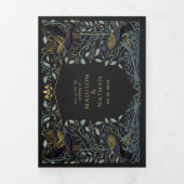 Gothic Raven Floral Wedding Drieluik Uitnodiging (Cover)