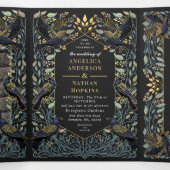 Gothic Raven Floral Wedding Drieluik Uitnodiging (Binnenkant midden)