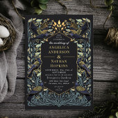 Gothic Raven Floral Wedding Kaart