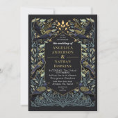 Gothic Raven Floral Wedding Kaart (Voorkant)