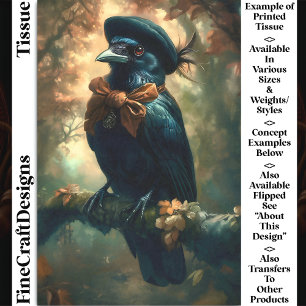Gothic Raven, Franse Beret & Boog DC3L Découpage Tissuepapier