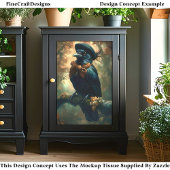 Gothic Raven, Franse Beret & Bow DC3L Decoupage Tissuepapier