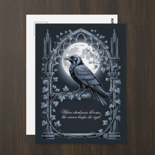 Gothic Raven Maan Donkere Academica Briefkaart