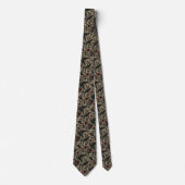 Gothic Raven Necktie - Floral & Raven Pattern Stropdas (Voorkant)