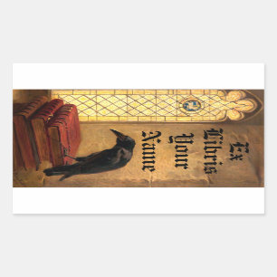 Gothic Raven on middeleeuwse boeken ex libris Sjab Rechthoekige Sticker