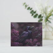 Gothic Raven Paarse Foliage Briefkaart (Staand voorkant)