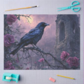 Gothic Raven Paarse Rozen Decoupage Tissuepapier (Craft)