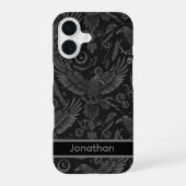Gothic Raven Pattern iPhone Case iPhone 16 Hoesje (Achterkant)