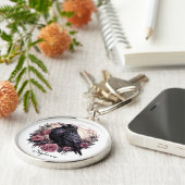 Gothic Raven Rose Keychain - Dark Academia Charm (Zijkant)