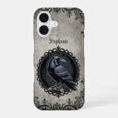 Gothic Raven Spiral iPhone 16 Hoesje (Achterkant)